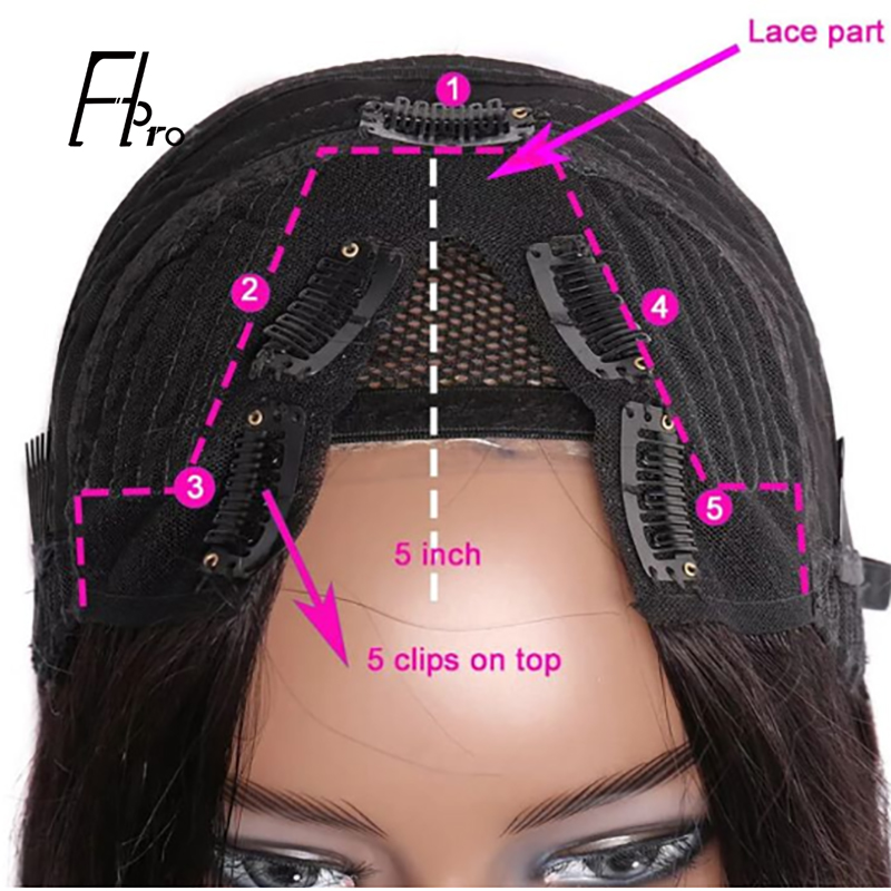 V Part Wig Straight  Glueless Hair Wig 0 Skill Needed Wig